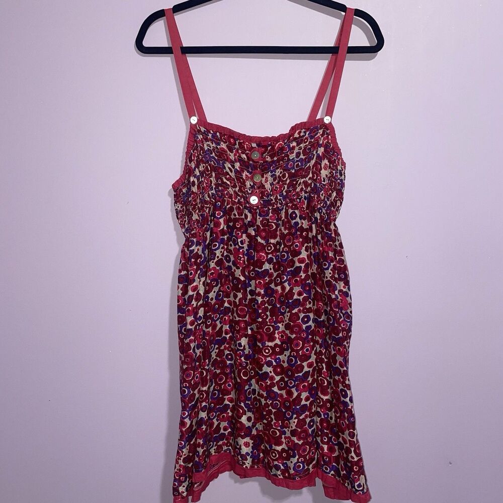Free People Silk Babydoll Sundress Women L Pink Smocked Boho Preppy Beach Resort